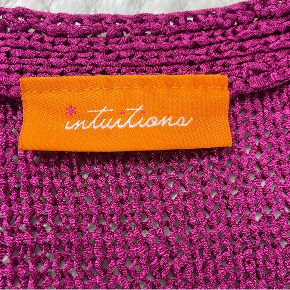 💖5/$25 Intuitions Purple Pearl Button Cardigan Front Sheer Pockets Size XL - Picture 10 of 12
